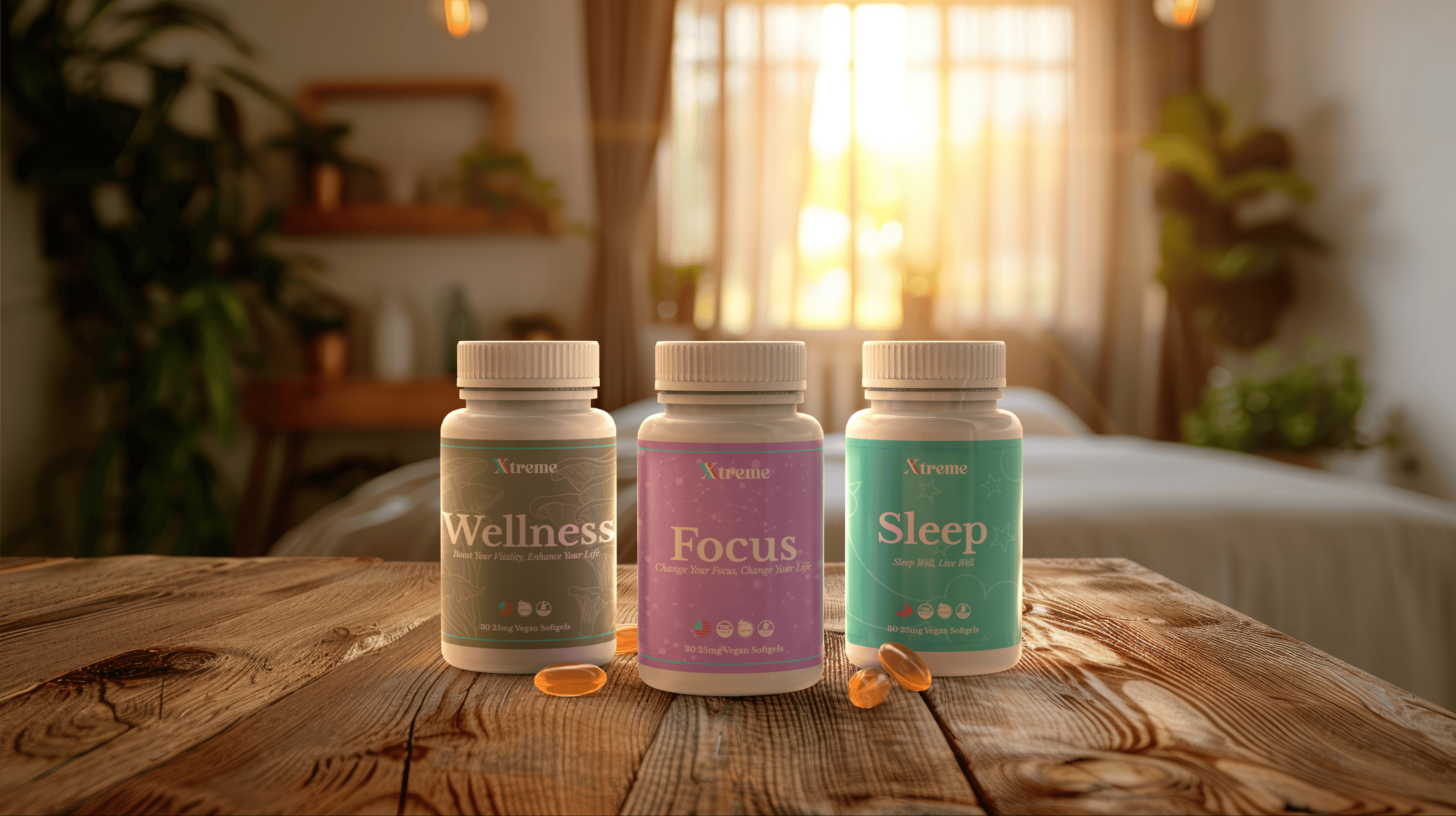 Xtreme Brands Clarity & Sleep Bundle – USA-made supplements with full-spectrum hemp and botanicals to support daytime focus and nighttime rest.