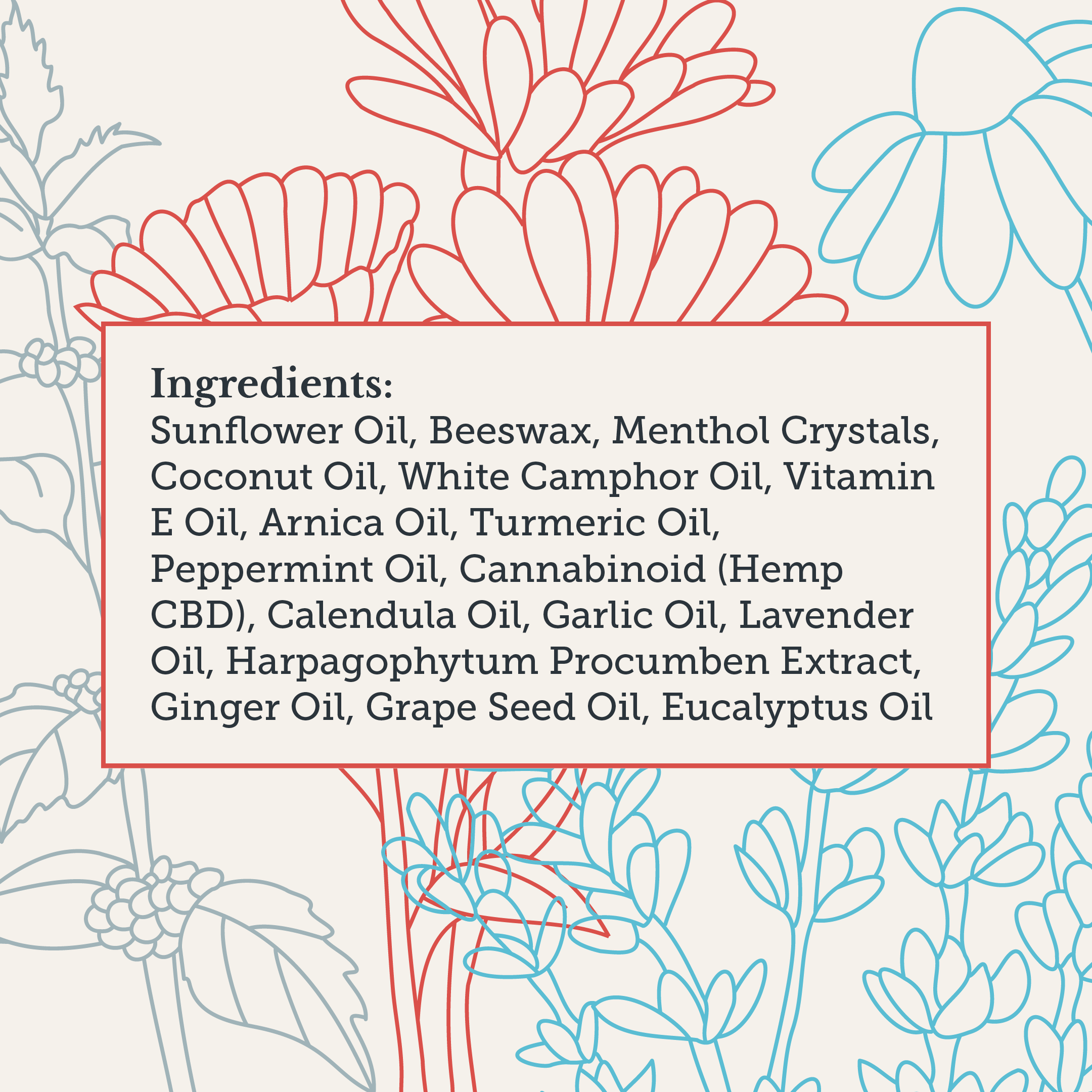 Supplement facts and ingredients label for Xtreme Brands RX Rapid Relief Balm – strongest doctor-trusted formula with full-spectrum hemp, Arnica, and Menthol for targeted pain relief.