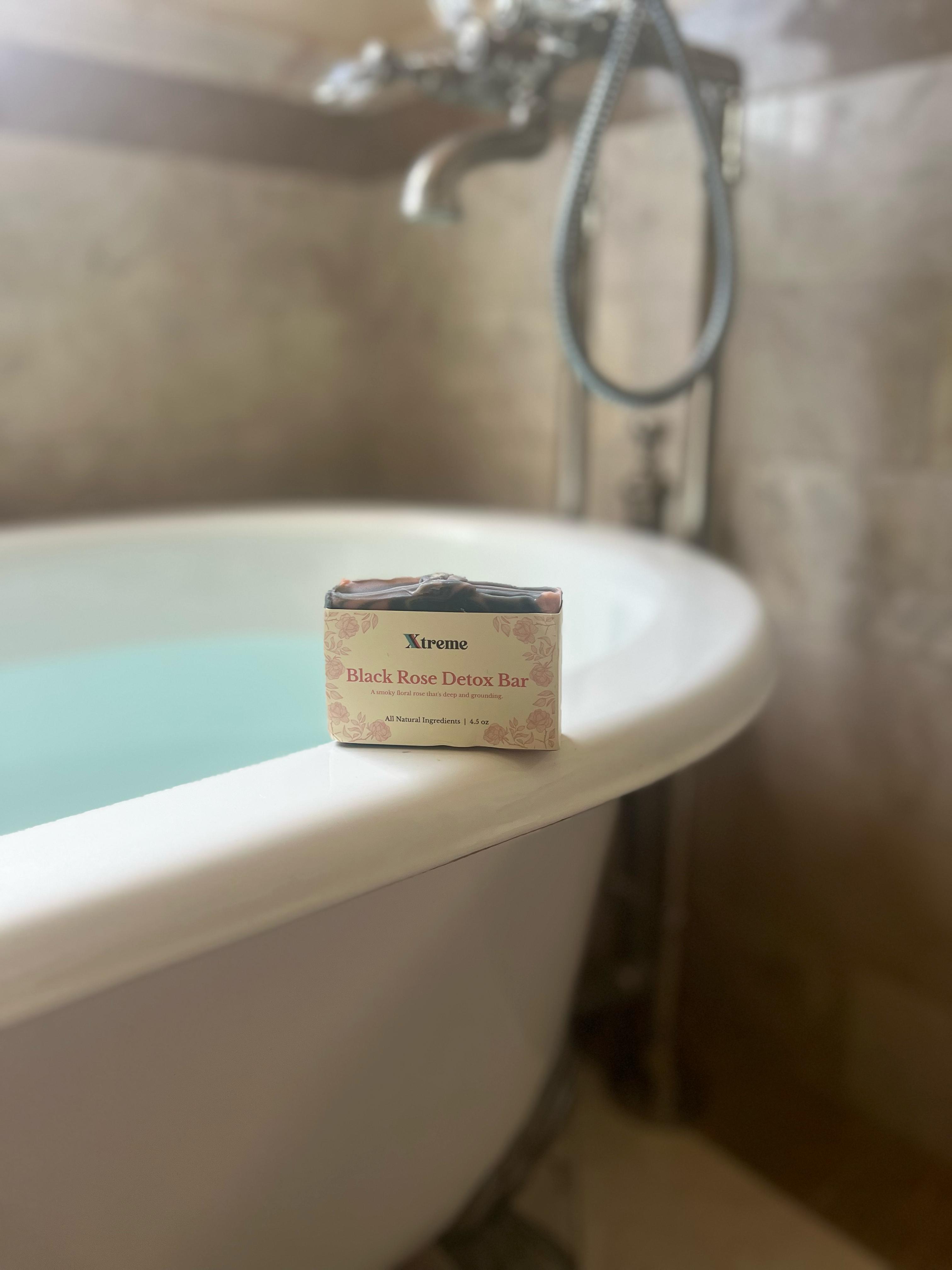 Xtreme Brands Black Rose Detox handmade soap bar – natural artisan soap with charcoal and rose for purifying and nourishing skin.