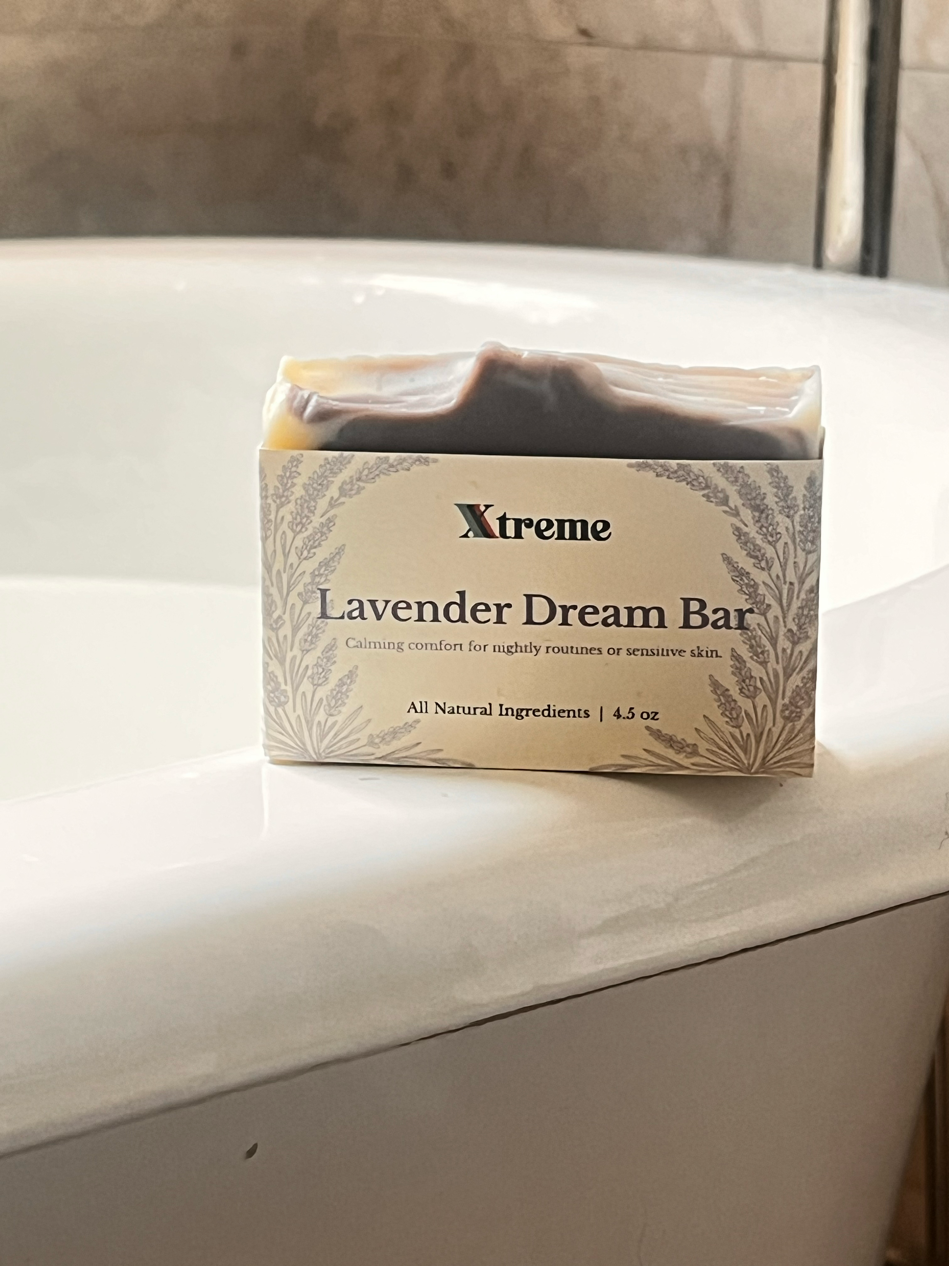 Xtreme Brands Lavender Dream handmade soap bar – USA-made artisan soap with lavender for a calming and soothing cleanse.