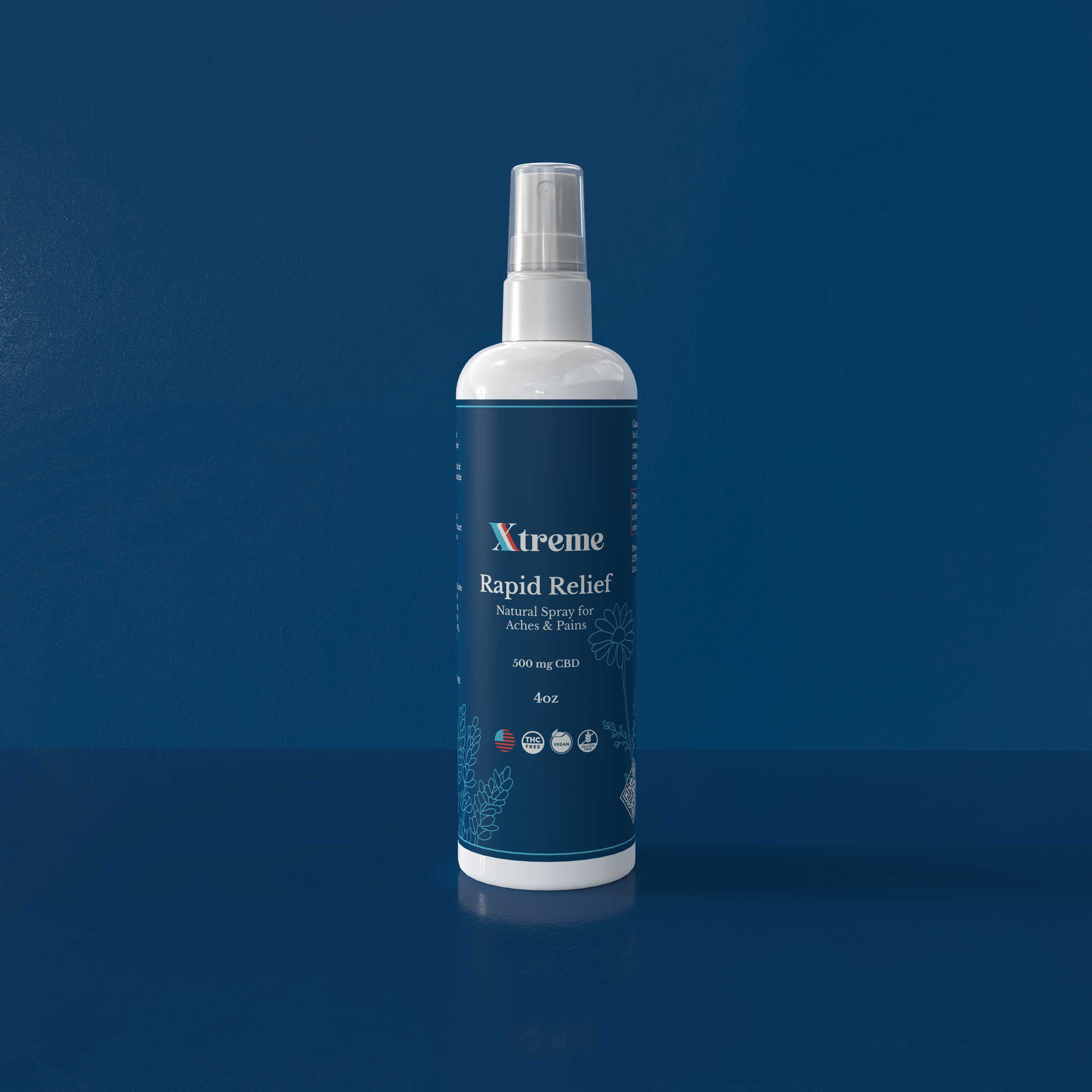 Bottle of Xtreme Rapid Relief Natural Spray — doctor-trusted topical with hemp-derived CBD, Arnica, Turmeric, and Willow Bark for everyday muscle and joint comfort.