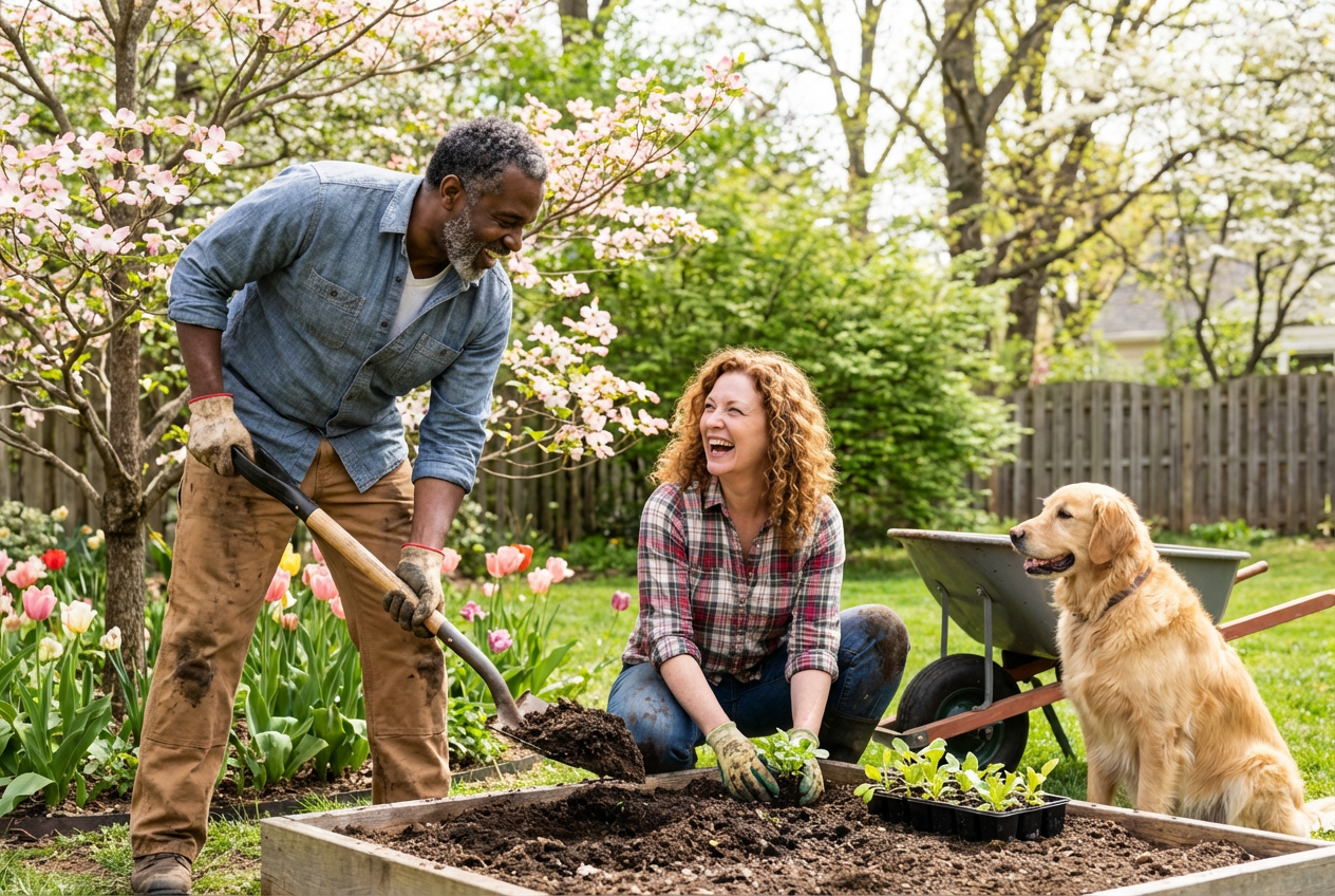 How to relieve sore muscles naturally - person stretching outdoors in spring