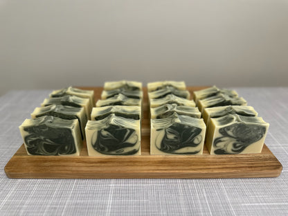 Mint Revival handmade soap bar with visible mint leaf accents – natural moisturizing artisan soap.