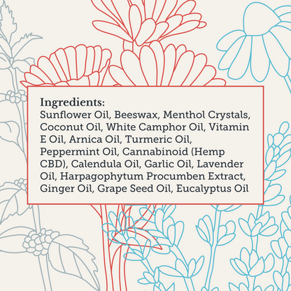 Supplement facts and ingredients label for Xtreme Brands RX Rapid Relief Balm – strongest doctor-trusted formula with full-spectrum hemp, Arnica, and Menthol for targeted pain relief.
